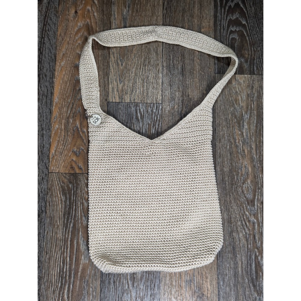 The Sak Crochet Hobo Bag Cream Beige Neutral Knit Shoulder Bag Boho